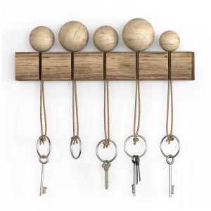 Wall Mounted Keyholder With Wooden Key Rack