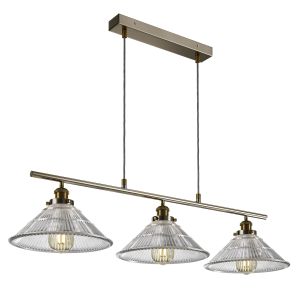 Logan Glass 3 Light Nickel Diner Ceiling Fitting