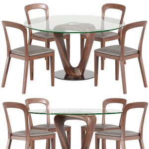 Wood And Circle Glass Table