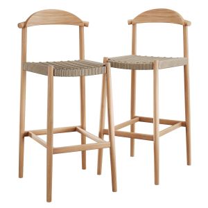 Beige Woven Eucalyptus Bar Stool