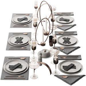 064 Tableware Decor Set 02 Biege And Bronze 00