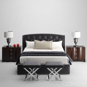 Jordan Button-Tufted Wing Bed