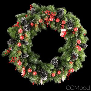 Christmas Thick Wreath Of Coniferous Branches