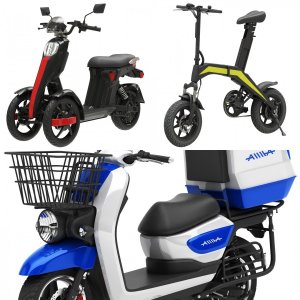 Three electric scooters