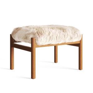 Modern Teak Stool Sheepskin