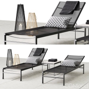 CB2 Idle Black Sun Lounger