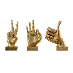 Metallic Hand 3 Piece Figurine Set