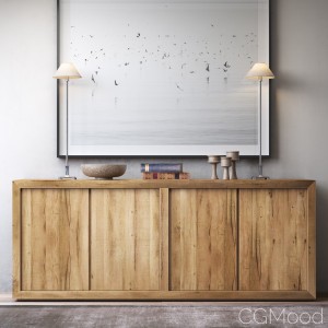 Reclaimed Russian Oak Panel 4-door Wood Sideboard