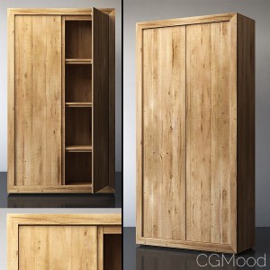 RECLAIMED RUSSIAN OAK PANEL DOUBLE-DOOR CABINET