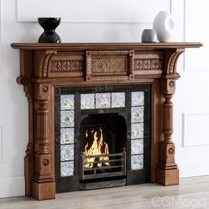 19th Century Antique Oak Fireplace