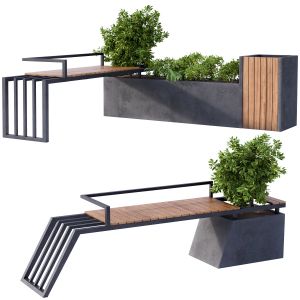 Landscape Furniture / Architecture Bench With Plan