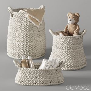 Pottery Barn Ivory Chunky Knit Nursery Storage