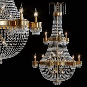 Classic Crystal Chandelier Brass 29