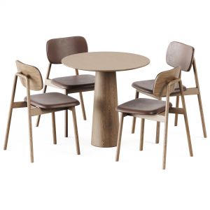 Table P.o.v. D80 By Ton And Wooden Klara Chair Uph