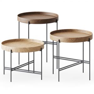 Wooden Round Sidetables Tray By Potocco