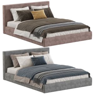 Set 196 Bed Cushy Upholstered Platfrom Bed