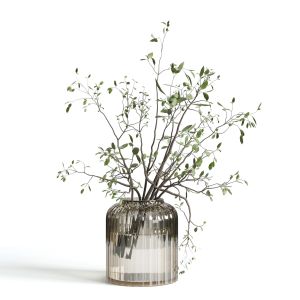 Branches Plant With Galss Vase White  Bouquet 26