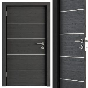 Black Wood And Steel Modern Door - Set 31