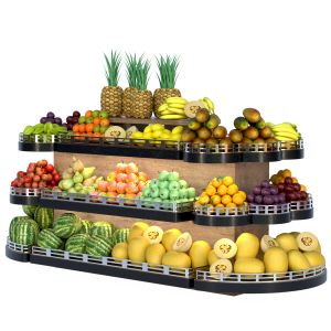 Showcase With Fruits And Products. Supermarket 2