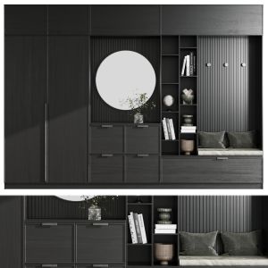 Hallway Furniture Black Wooden Set 02