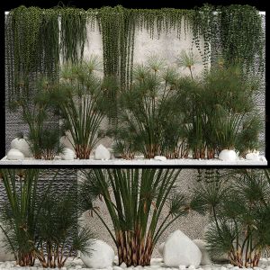 Garden And Tropical Flowerbed With Hanging Plants