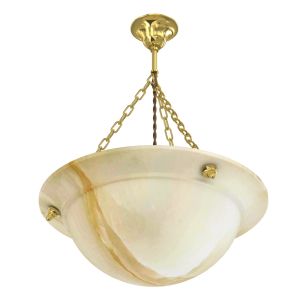 Beautiful Antique Alabaster And Brass  Pendant