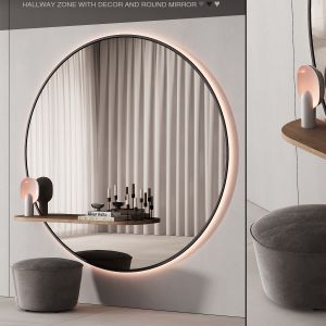 229 Hallway Zone Large Round Minimal Round Mirror