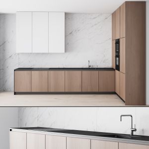 107 Modern Kitchen 04 Minimal White Wood Marble