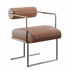 Cb2 Barber Brown Leather Dining Chair