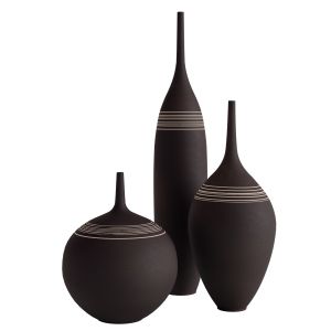 Set 3 Ceramic Stoneware Bottle Vases