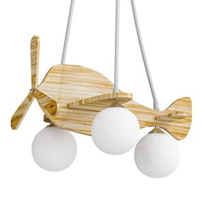 Wood Kids Chandelier With Globe Lights Acrylic Sha