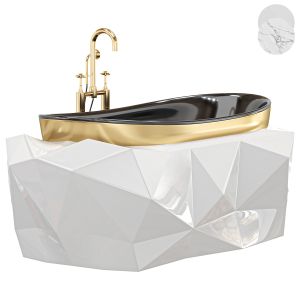 Diamond Bathtub White, White Marble