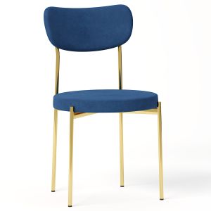 Chair Barbara Velor Blue Gold Legs