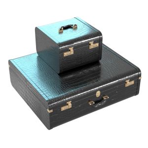 Art Deco Black Alligator Suitcase