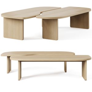 Set Of 2 Docha Oak Veneer Coffee Tables