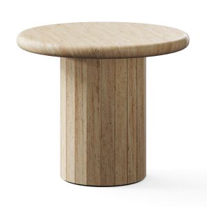 CB2 Fuoli Round Travertine Side Coffee Table