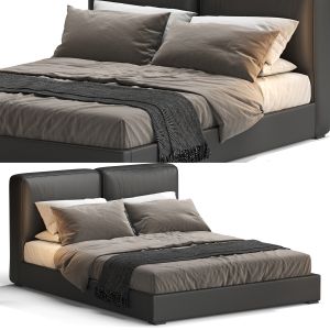 Black Upholstered Mid-century Modern Bed