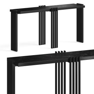 CB2 Emit Black Marble And Metal Console Table