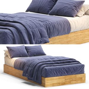 Natural Wood Platform Bed Frame Nordic