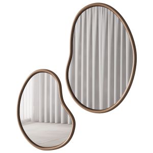 344 Sculptural Organic Dim Mindi Wood Mirrors