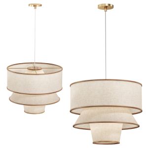 Bruna Walnut Wood And Linen Pendant Light