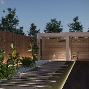 Linear Backyard Garden 3d Model