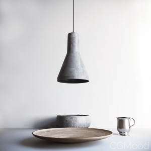 Minimal dining set with lamp