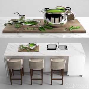 Jumbo Flame 4 Piece Cookware Set+EUL BARSTOOL bars