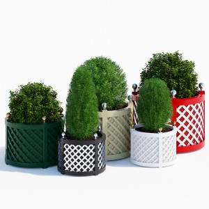 Round treillage planters