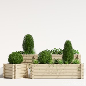 Wooden Buildround Square Planter