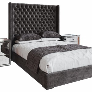 Rh Adler Diamond Tufted Fabric Bed