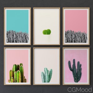 JUNIQE Cactus Print collection framed set-02