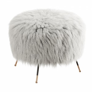 Mongolian Goat Fur Italian Footstool 2