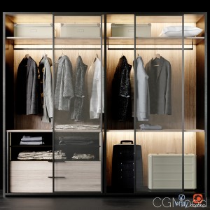 Poliform Wardrobe With Clothes Set 01